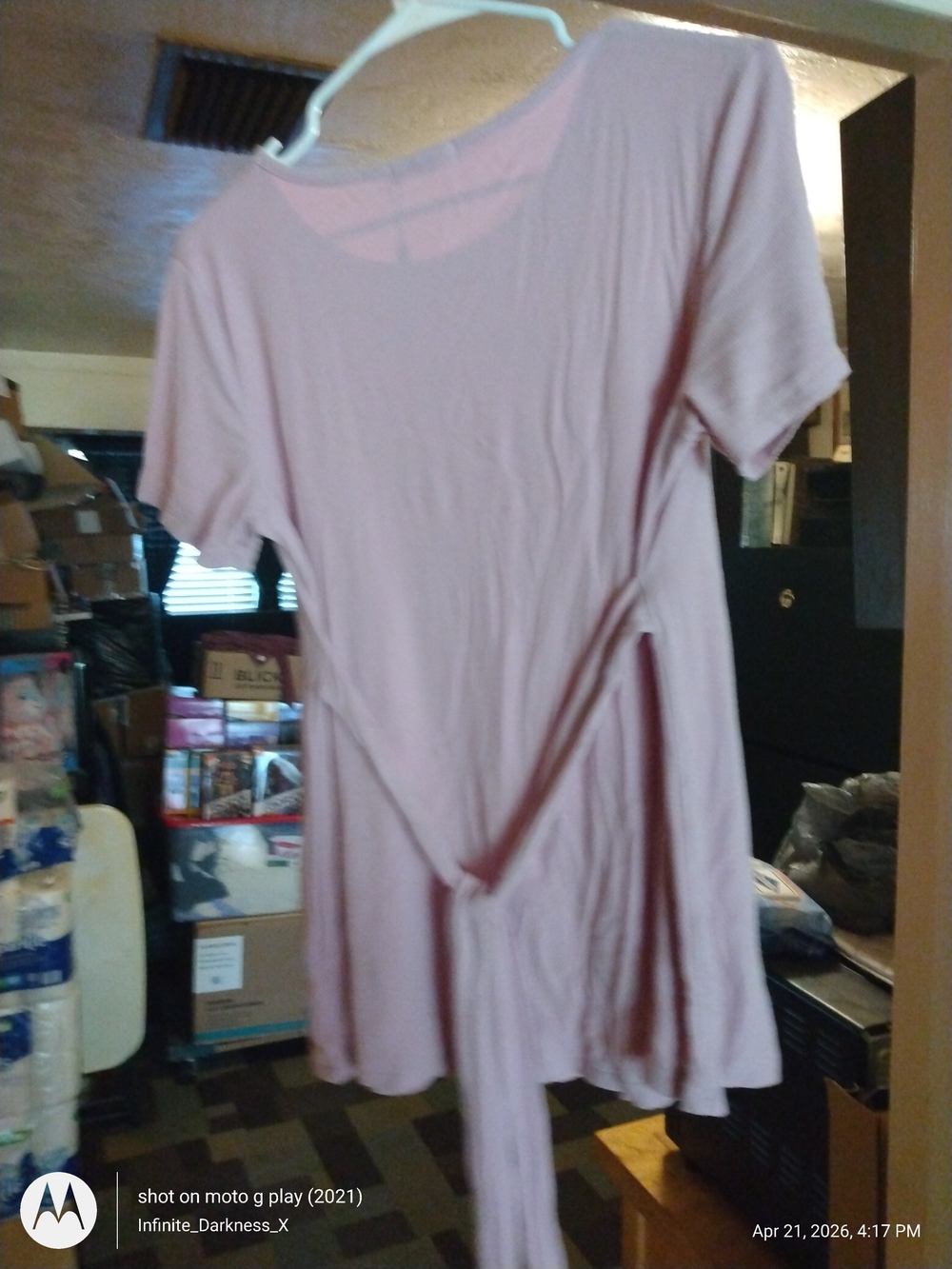 SMALLSHOW Ribbed Light Pink Tee - Crew Neck - Picture 3 of 5